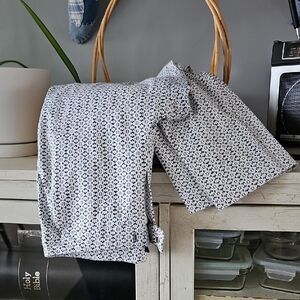 White and Black Floral Capri Pants